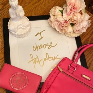 Anne Klein Hot Pink Handbag and Wallet Set EUC